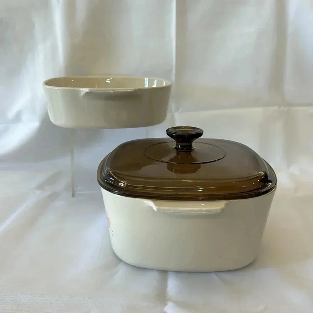 CorningWare FOREVER YOURS Casserole Bakeware Dishes A-3-B A-2-B with Brown Lid